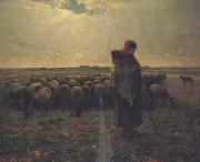 jean-francois millet Shepherdess with her flock (san17) oil painting